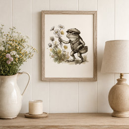 Whimsical Frog With Wildflowers Cottagecore Poster