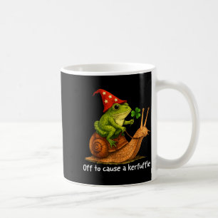 Whimsical frog wizard off to cause a kerfuffle mem coffee mug