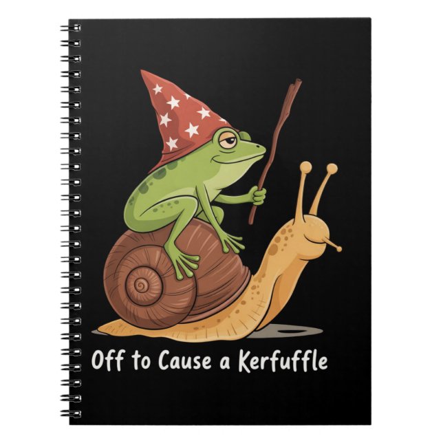 Whimsical Frog Wizard Off to Cause A Kerfuffle  Notebook (Front)