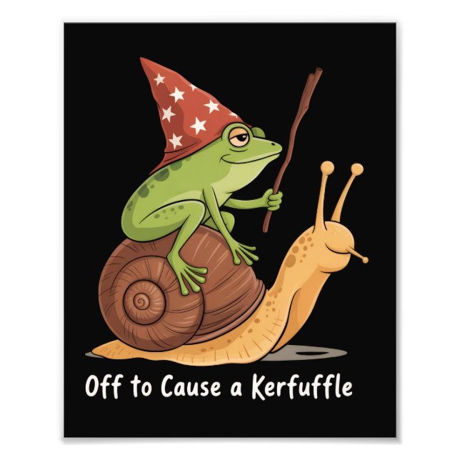 Whimsical Frog Wizard Off to Cause A Kerfuffle  Photo Print (Front)