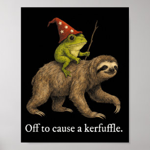 Whimsical Frog Wizard Off To Cause A Kerfuffle Poster
