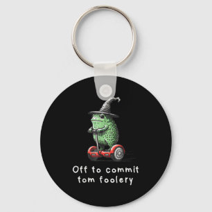 Whimsical Frog Wizard Off To Commit Tom Foolery Fr Keychain