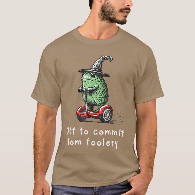 Whimsical Frog Wizard Off to Commitom Foolery Frog T-Shirt (Front)