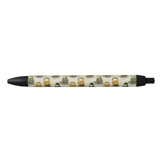 Whimsical Frogs in Raincoats Pattern Pen (Front)