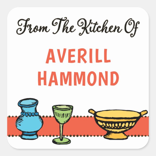 Whimsical "From The Kitchen Of" Sticker Template (Front)