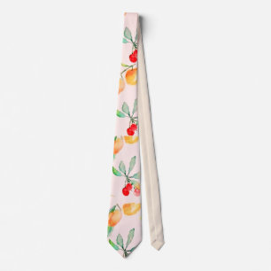 Whimsical Fruit Garden Botanical Illustration Neck Tie