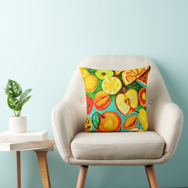 Whimsical Fruit Pattern. Buy Now Throw Pillow (Chair)