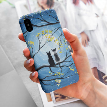 Whimsical Full Moon With Cats Iphone 12 Case by ironydesignphotos at Zazzle