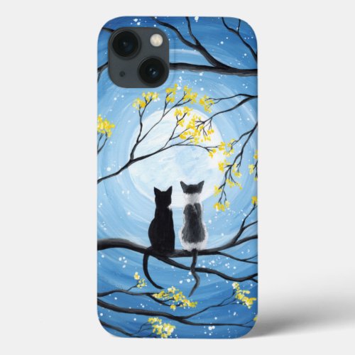 Whimsical Full Moon with Cats iPhone 13 Case