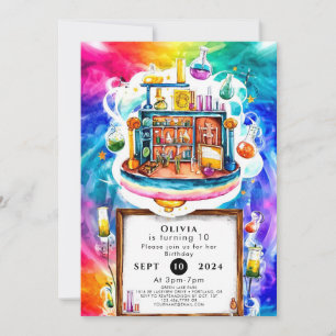 Whimsical Fun Chemistry Scientist Birthday Invitation