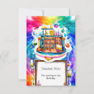 Whimsical Fun Chemistry Scientist Birthday Thank You Card