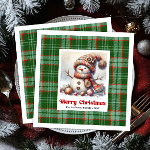 Whimsical Fun Christmas Snowman Editable Napkins