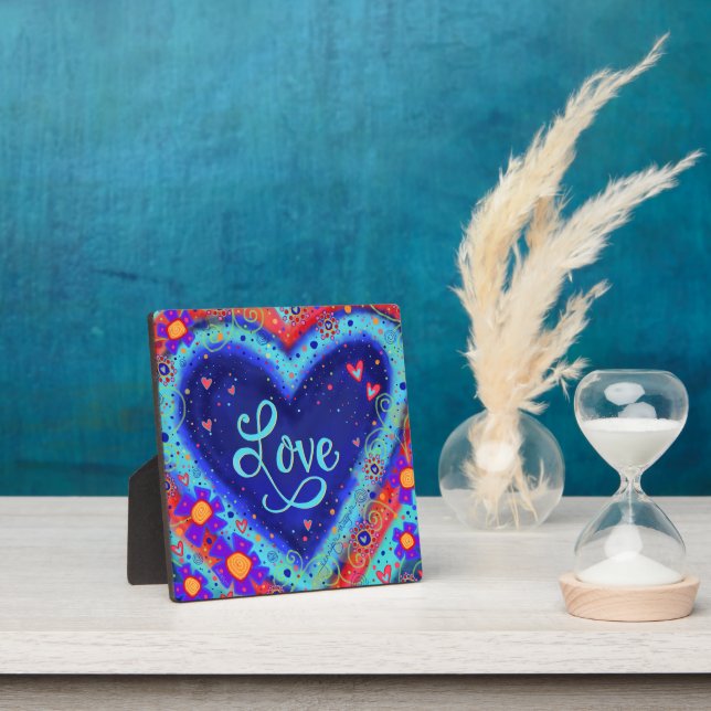 Whimsical Fun Colorful  Cute Love Heart Plaque (Insitu)