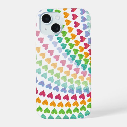 Whimsical Fun Colorful Rainbow Heart Sprinkles iPhone 15 Case