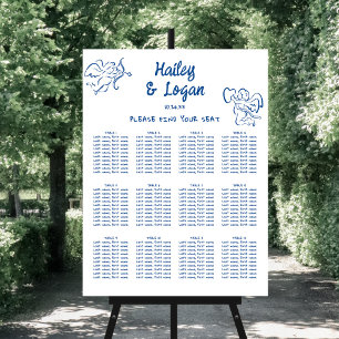 Whimsical Fun Cupid Wedding 12 Table Seating Chart Foam Board