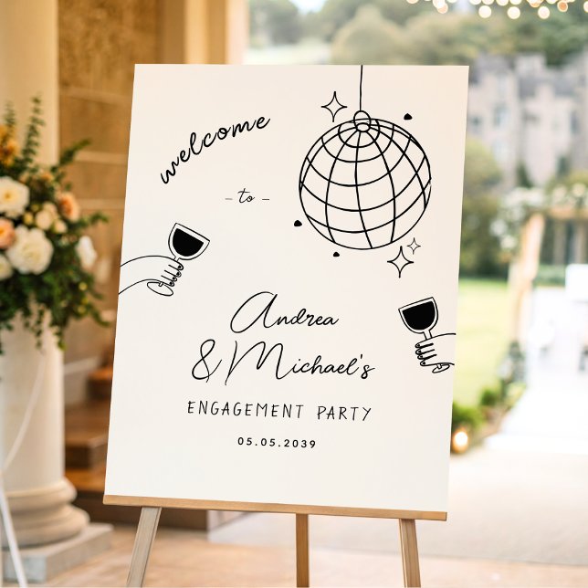 Whimsical Fun French Engagement Party Welcome Sign (Creator Uploaded)