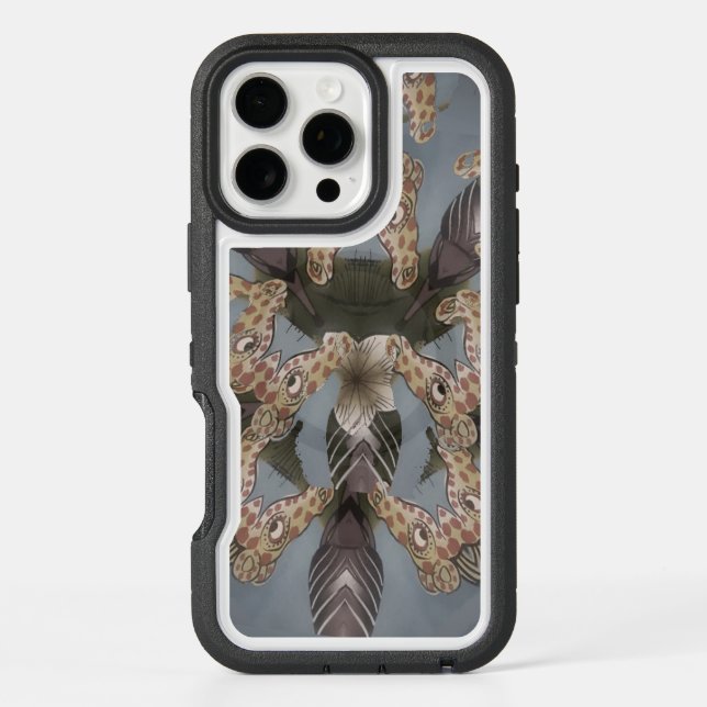 Whimsical Fun Giraffe Print Against a Sky Blue   Otterbox iPhone Case (Back)