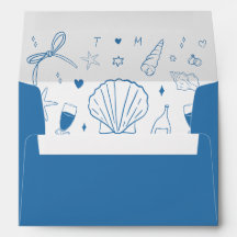 Whimsical Fun Hand Drawn Nautical Coastal Wedding