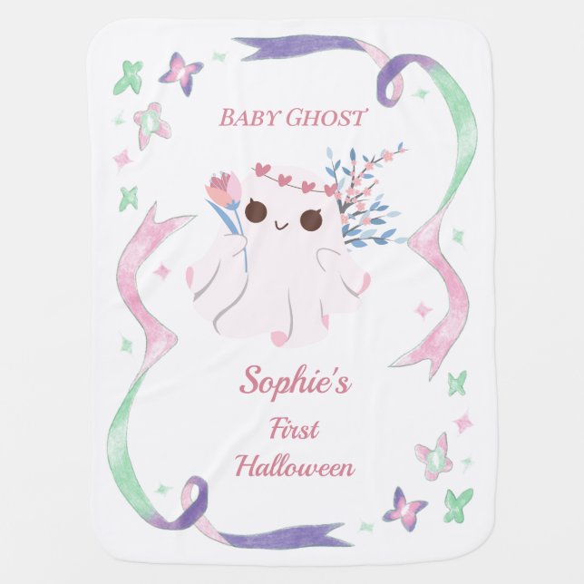 Whimsical Fun Pastel Baby Ghost Halloween  Blanket (Front)