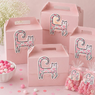 Whimsical Fun Pink Floral Cat Think Pink Sticker