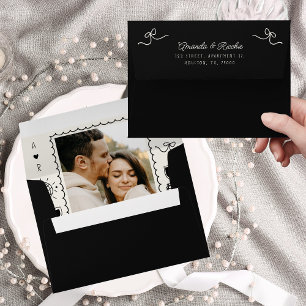 Whimsical Fun Quirky French Monogram Photo Wedding Envelope