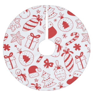 Whimsical, Fun Red & White Christmas Brushed Polyester Tree Skirt