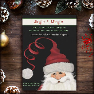 Whimsical Fun Santa Custom Red Green Christmas Invitation