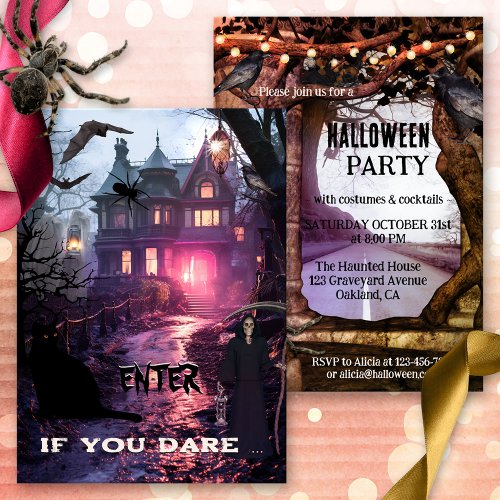 Whimsical Fun Scary Halloween Party Invitation