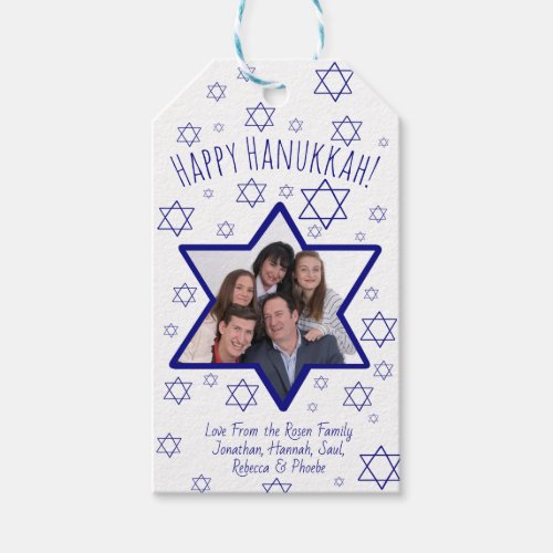 Whimsical Fun Star of David Picture Frame Hanukkah Gift Tags
