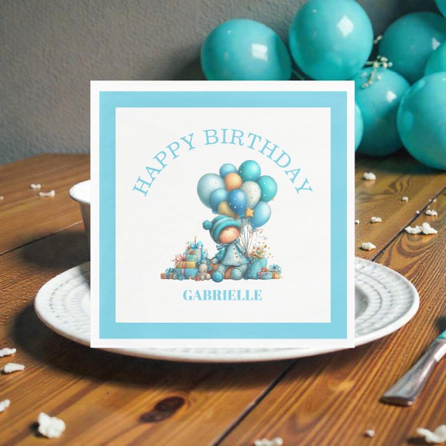 Whimsical Fun Teal Birthday  Napkins (Creator Uploaded)
