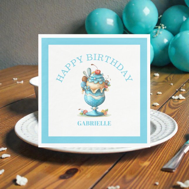 Whimsical Fun Teal Birthday  Napkins (Creator Uploaded)