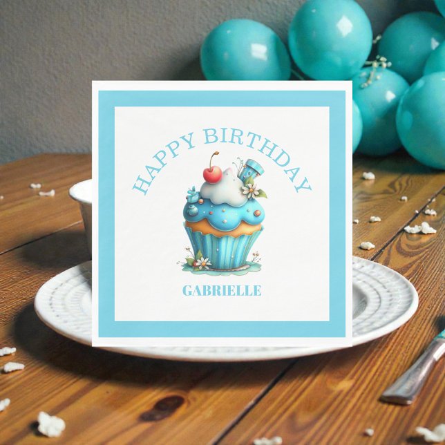 Whimsical Fun Teal Birthday  Napkins (Creator Uploaded)