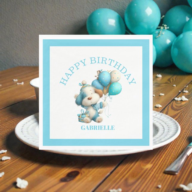 Whimsical Fun Teal Birthday  Napkins (Creator Uploaded)