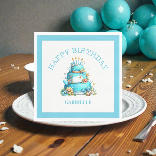 Whimsical Fun Teal Birthday  Napkins (Creator Uploaded)