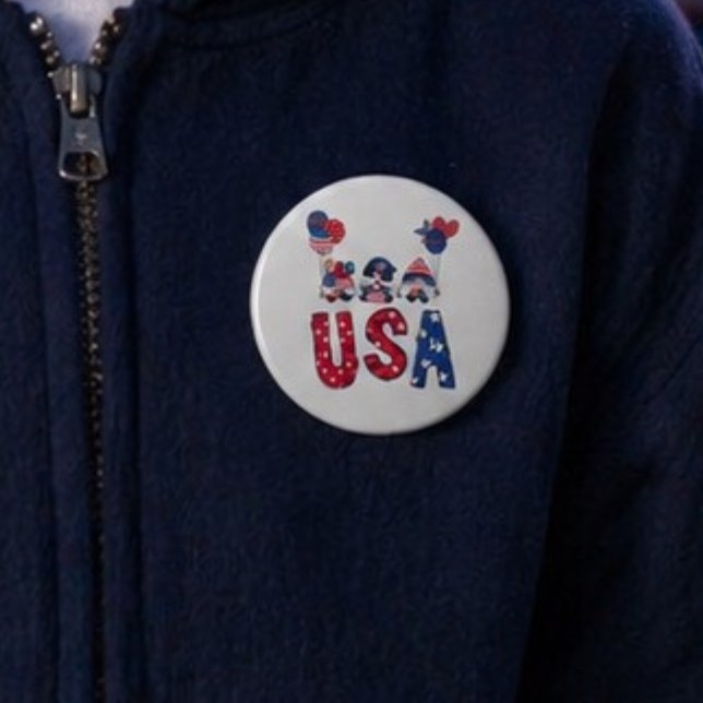 Whimsical Fun USA Character Graphics Die Cut  Button (Creator Uploaded)