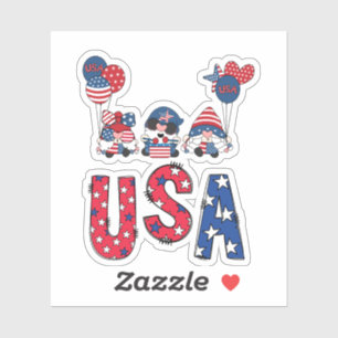 Whimsical Fun USA Character Graphics Die Cut  Sticker