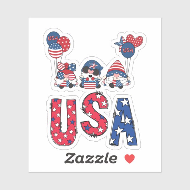 Whimsical Fun USA Character Graphics Die Cut  Sticker (Sheet)