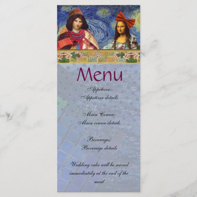 Whimsical Fun Vintage Wedding Menu (Front)