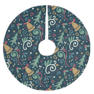 Whimsical Fun Winter Christmas Holiday Graphics Brushed Polyester Tree Skirt