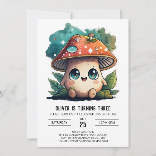 Whimsical Fungi Custom Birthday Invitation