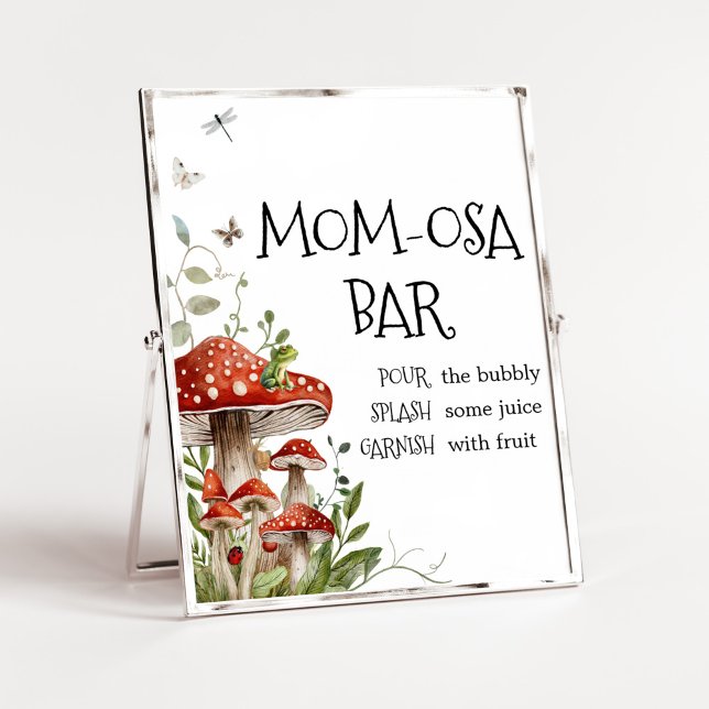 Whimsical Fungi Mushroom Fall Mom Osa Bar Poster (Whimsical Mushroom Baby Shower Mom Osa Bar Sign)
