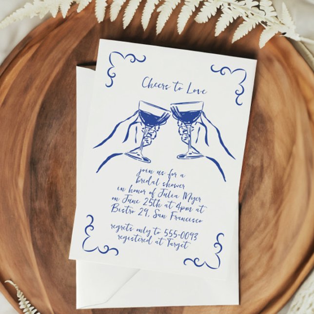 Whimsical Funky Cheers to Love Wine Bridal Shower Invitation (Creator Uploaded)