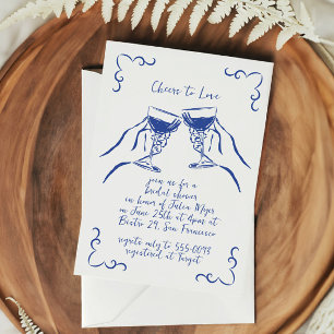 Whimsical Funky Cheers to Love Wine Bridal Shower Invitation