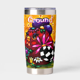 Whimsical Funky Chunky Floral Chicken Personalized Insulated Tumbler