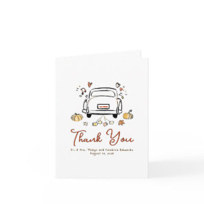 Whimsical Funky Fall Wedding Thank You Card