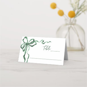 Whimsical Funky Green Bow Christmas Dinner Party Place Card