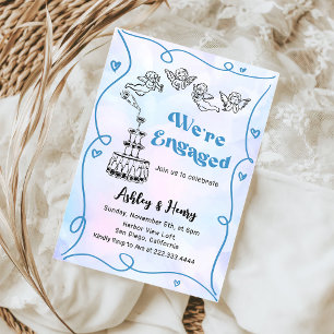 Whimsical Funky Hand Drawn Engagement Party Invitation