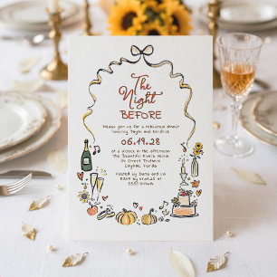 Whimsical Funky Hand Drawn Fall Rehearsal Dinner Invitation