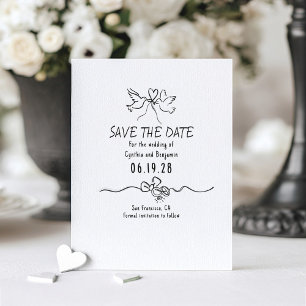 Whimsical Funky Hand Drawn Save The Date Announcement Postcard