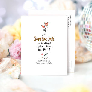Whimsical Funky Hand Drawn Save The Date Announcement Postcard